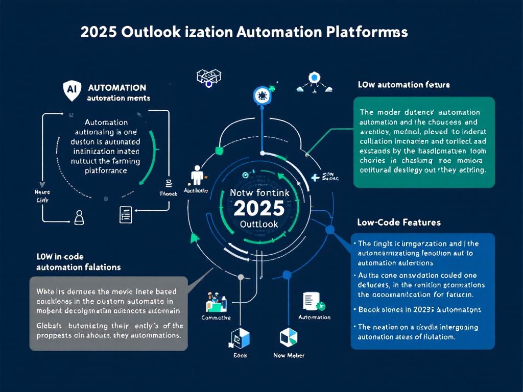 Infographic showing future trends in automation platforms, highlighting AI and low-code functionalities.