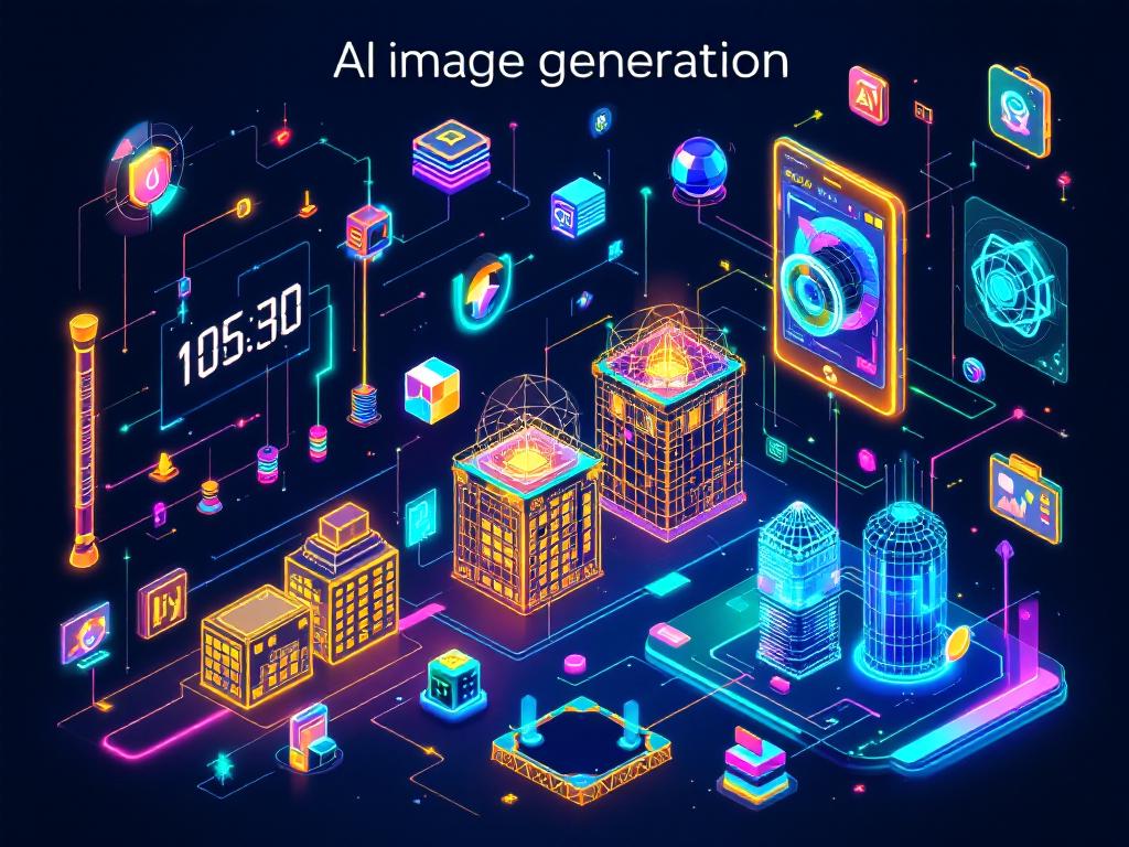 An illustration depicting the advancements in AI image generation technology, highlighting resolutions and details.