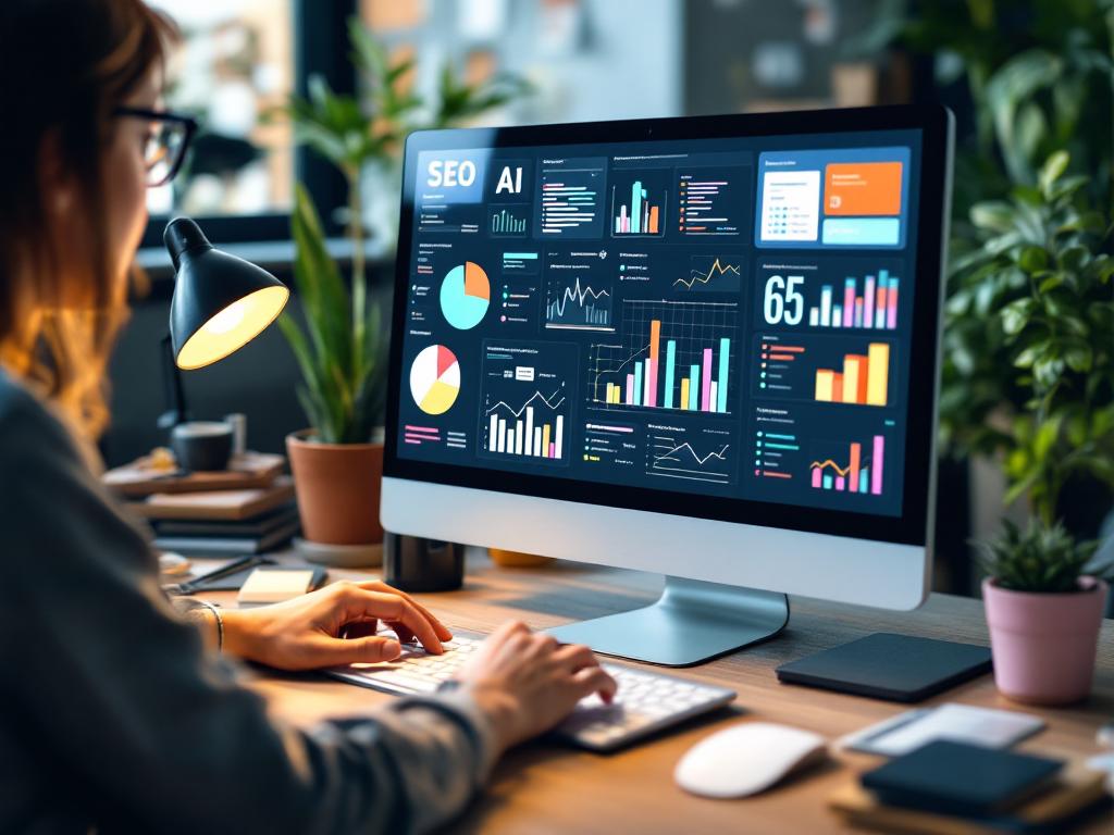 Person utilizing AI tools for keyword research and content analysis.