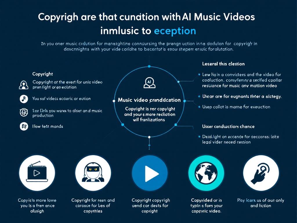Infographic on copyright considerations for AI-generated music videos.