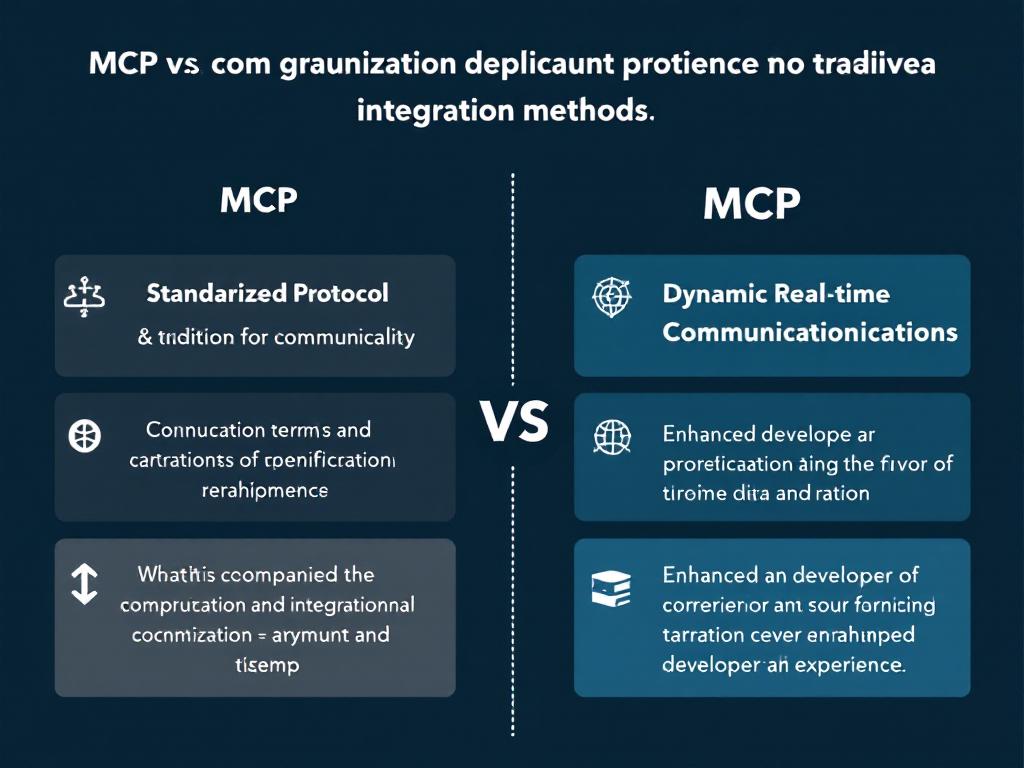Visual comparison of MCP vs. traditional protocols showing their differences in integration methods.