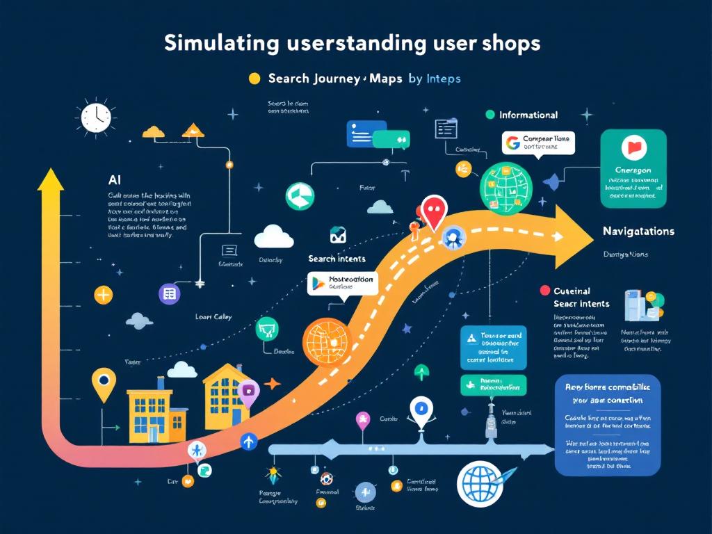Chart displaying various user search intents in a journey map format.