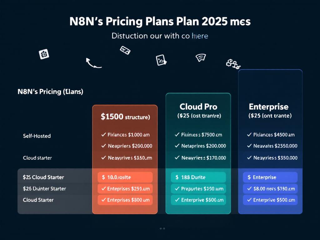 Visual representation of N8N pricing plans, illustrating the benefits and costs associated with each plan type for 2025.