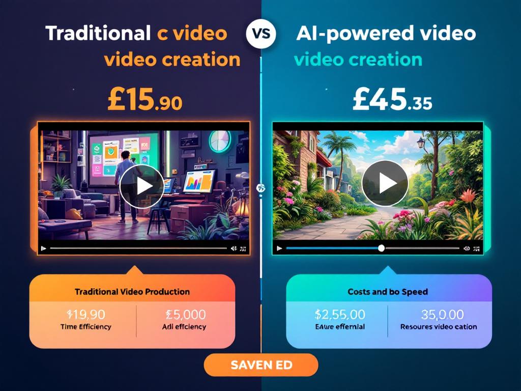 Comparison of video creation methods: Traditional vs. AI-driven.