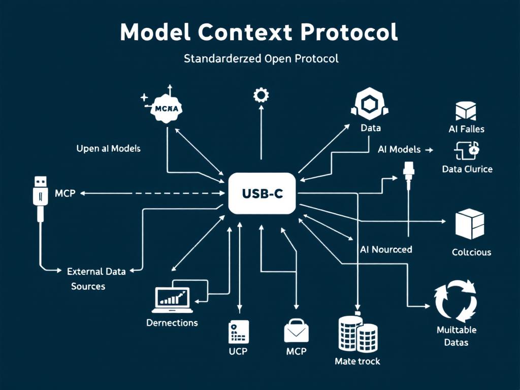 Visual representation of MCP functioning as a connector for AI applications.