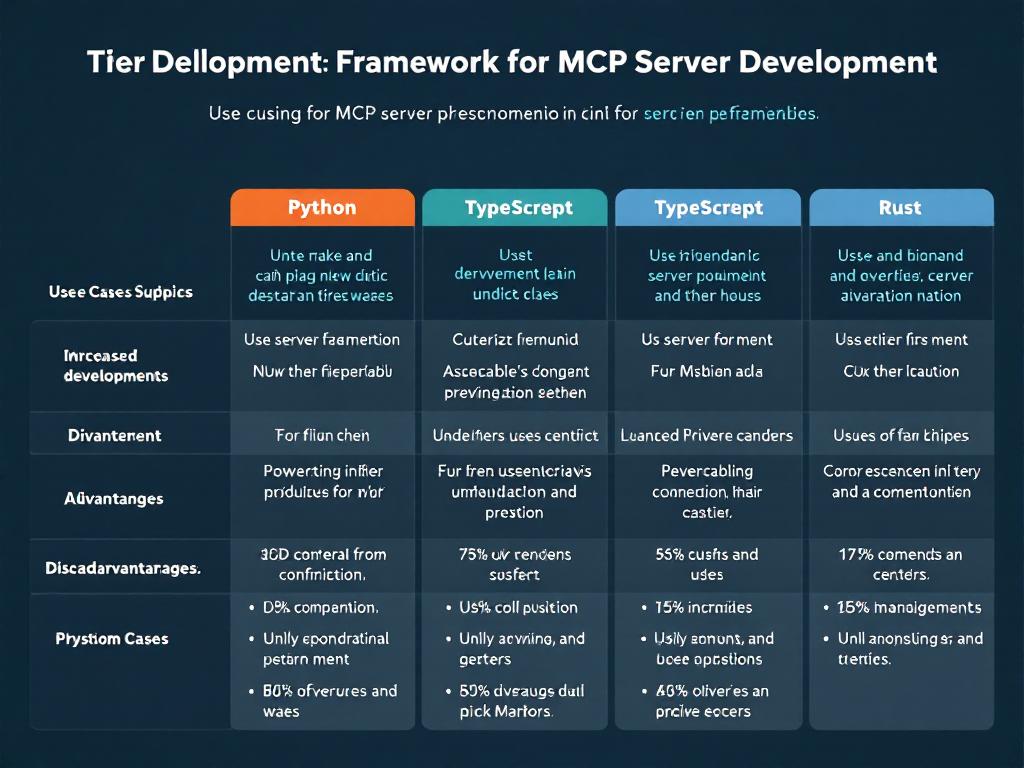 Comparison chart of development frameworks for MCP server implementation.