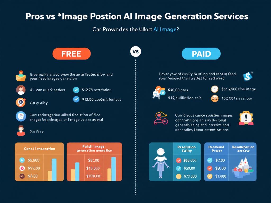 An infographic showcasing the key differences between free and paid AI image generation services.