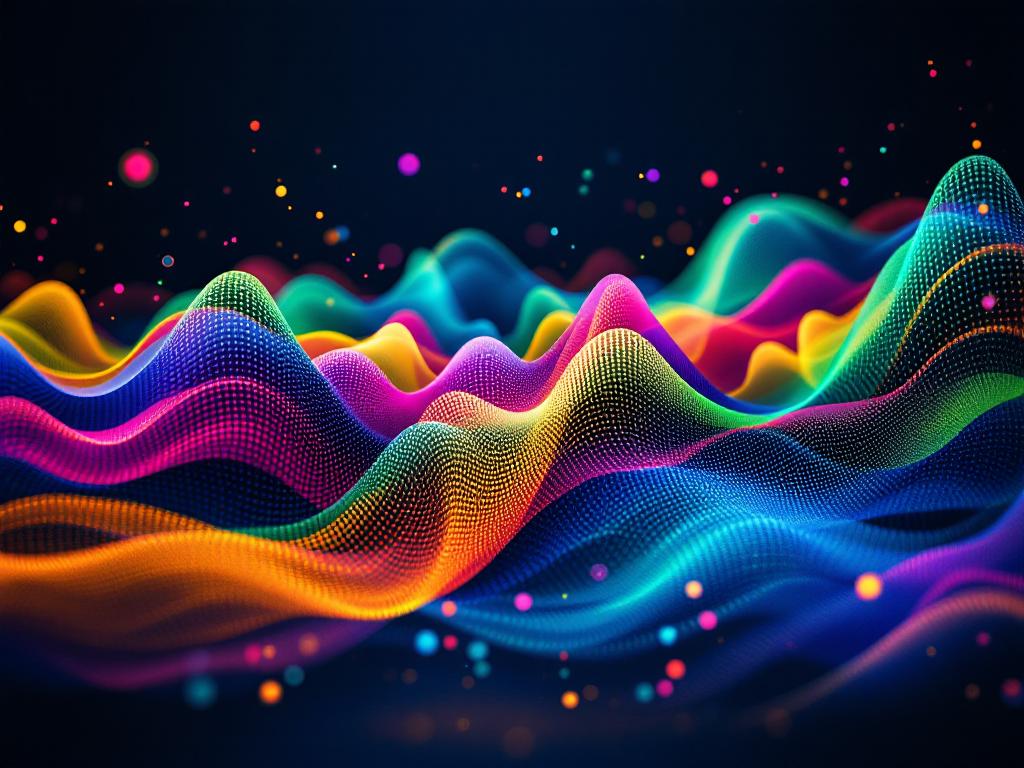 Visual representation of music waves and rhythms.