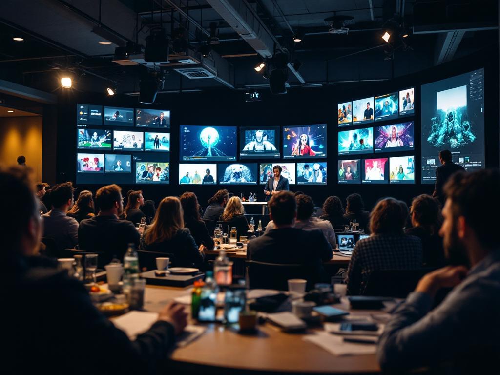 A workshop environment focused on AI video tool training.