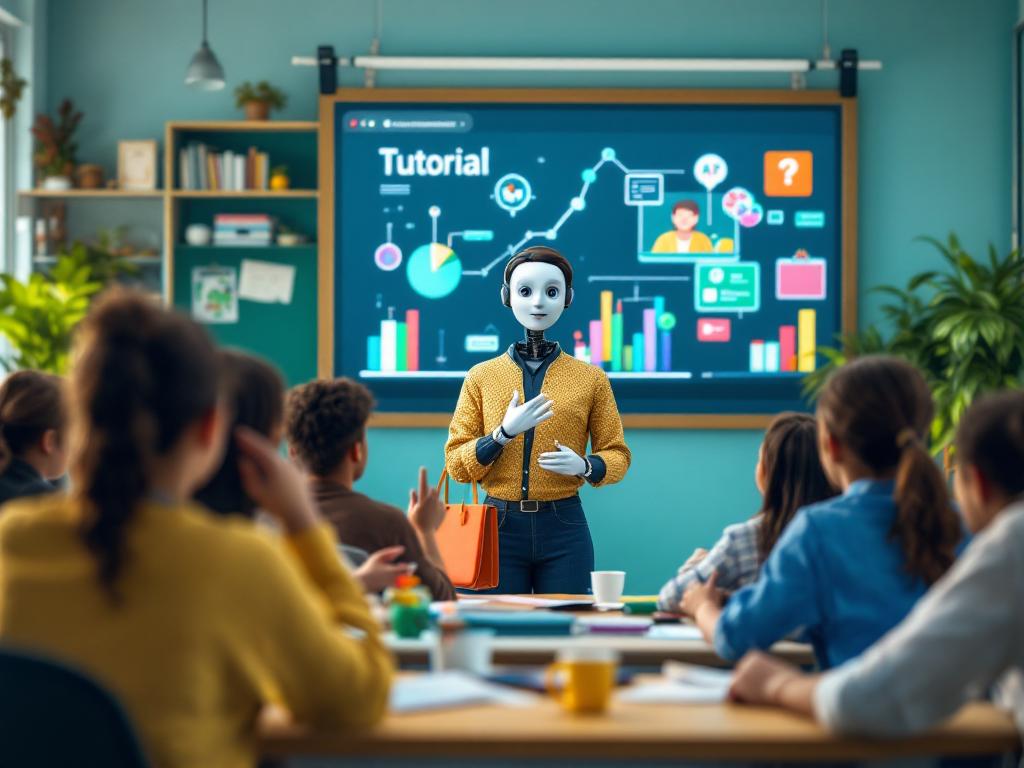AI avatar teaching in an online setting.
