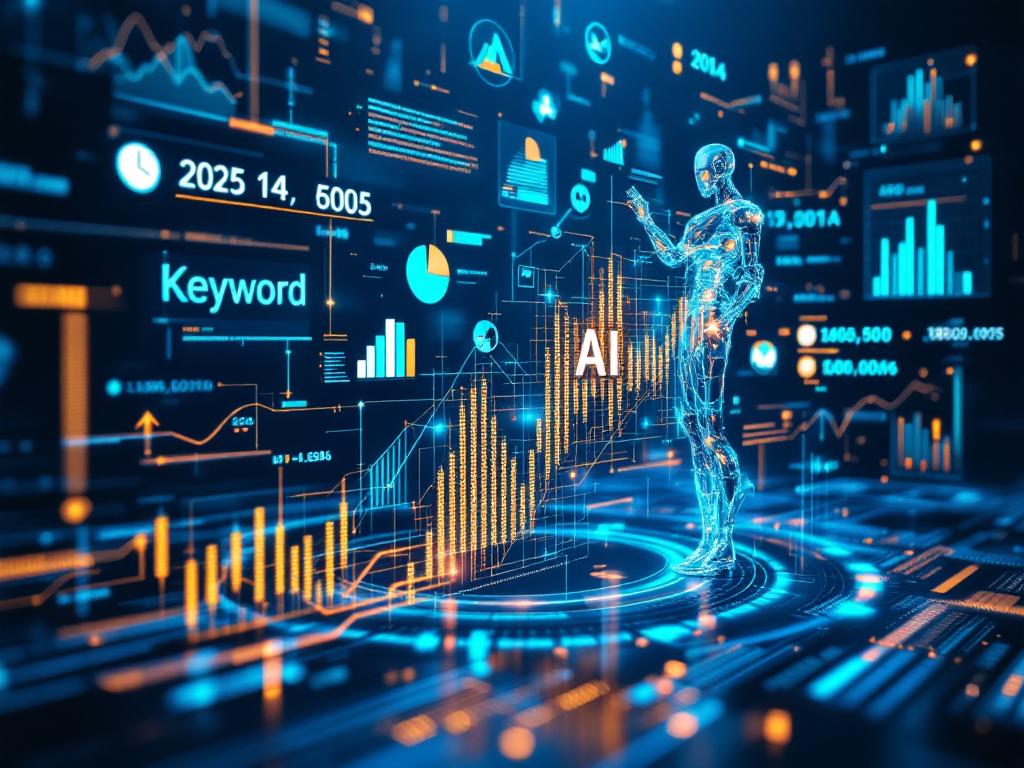 Illustration showing AI technology in digital marketing, focusing on SEO optimization.