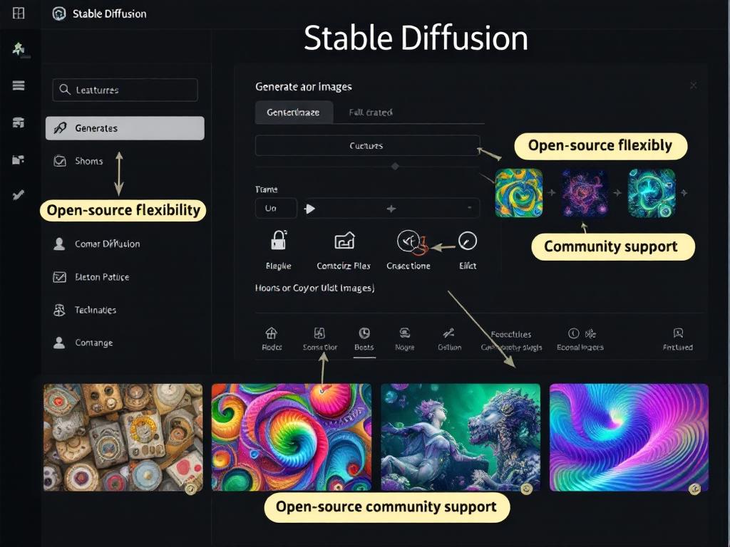 User interface of Stable Diffusion highlighting customization options.