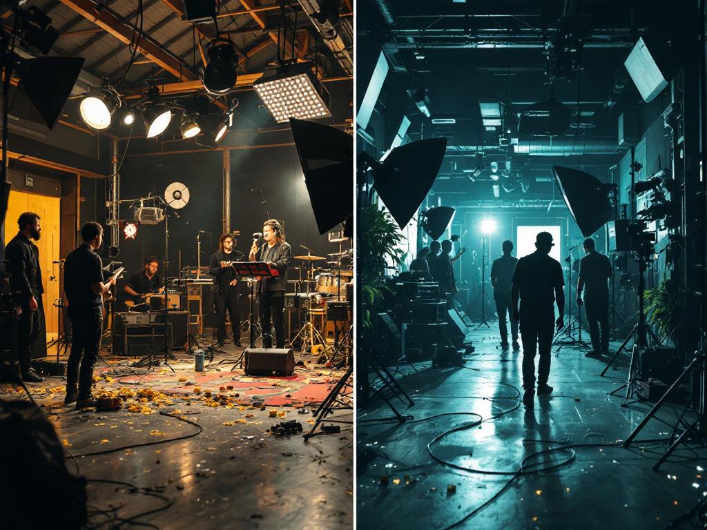 The differences between traditional and AI-driven music video production methods.